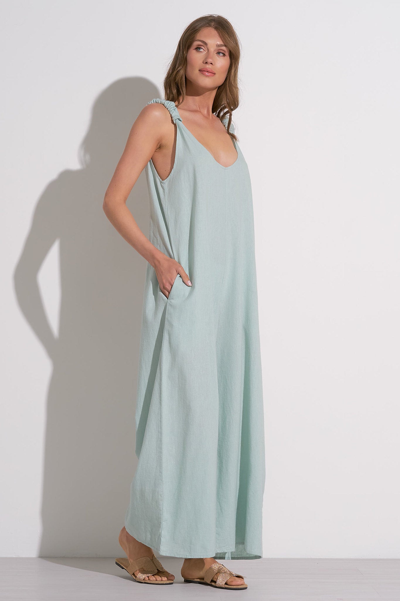 TEAL LIGHT JUMPSUIT