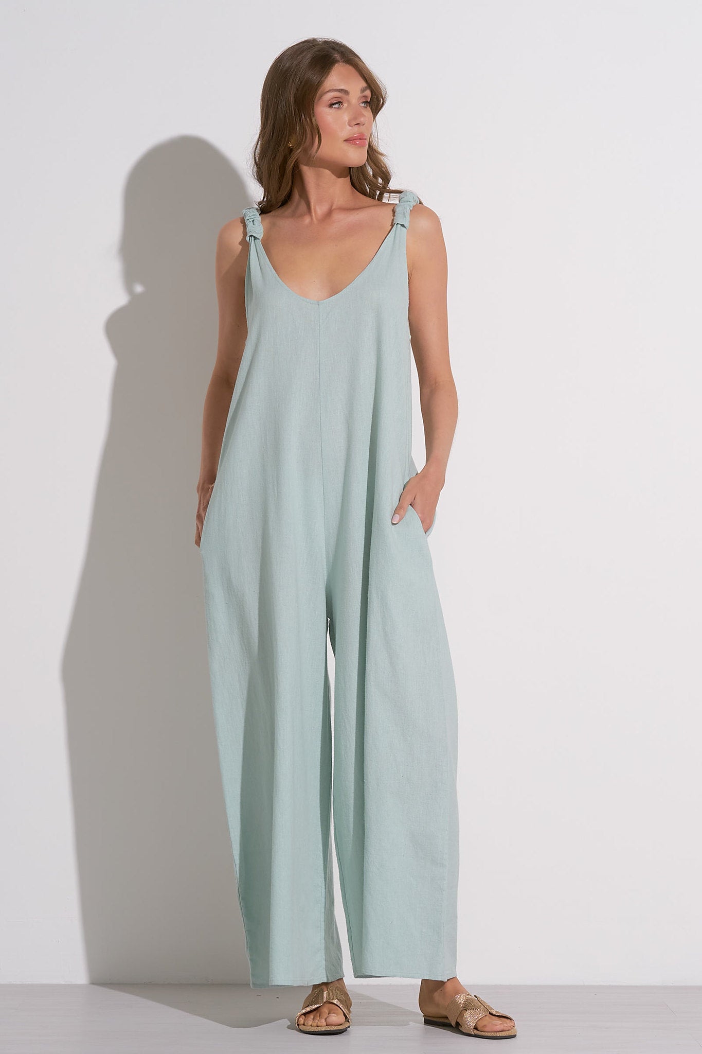 TEAL LIGHT JUMPSUIT