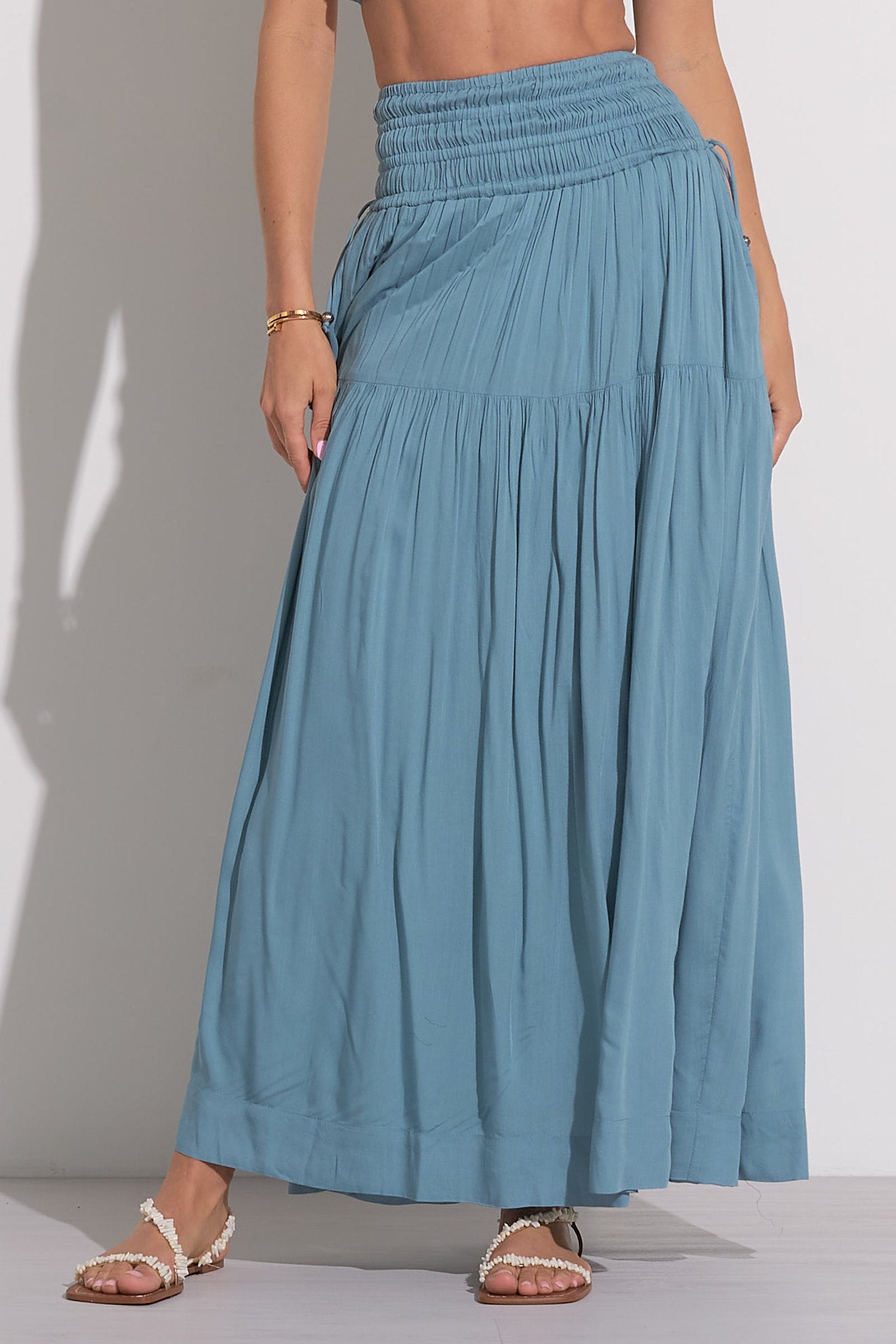 SMOCK TEAL TOP & SKIRT SET