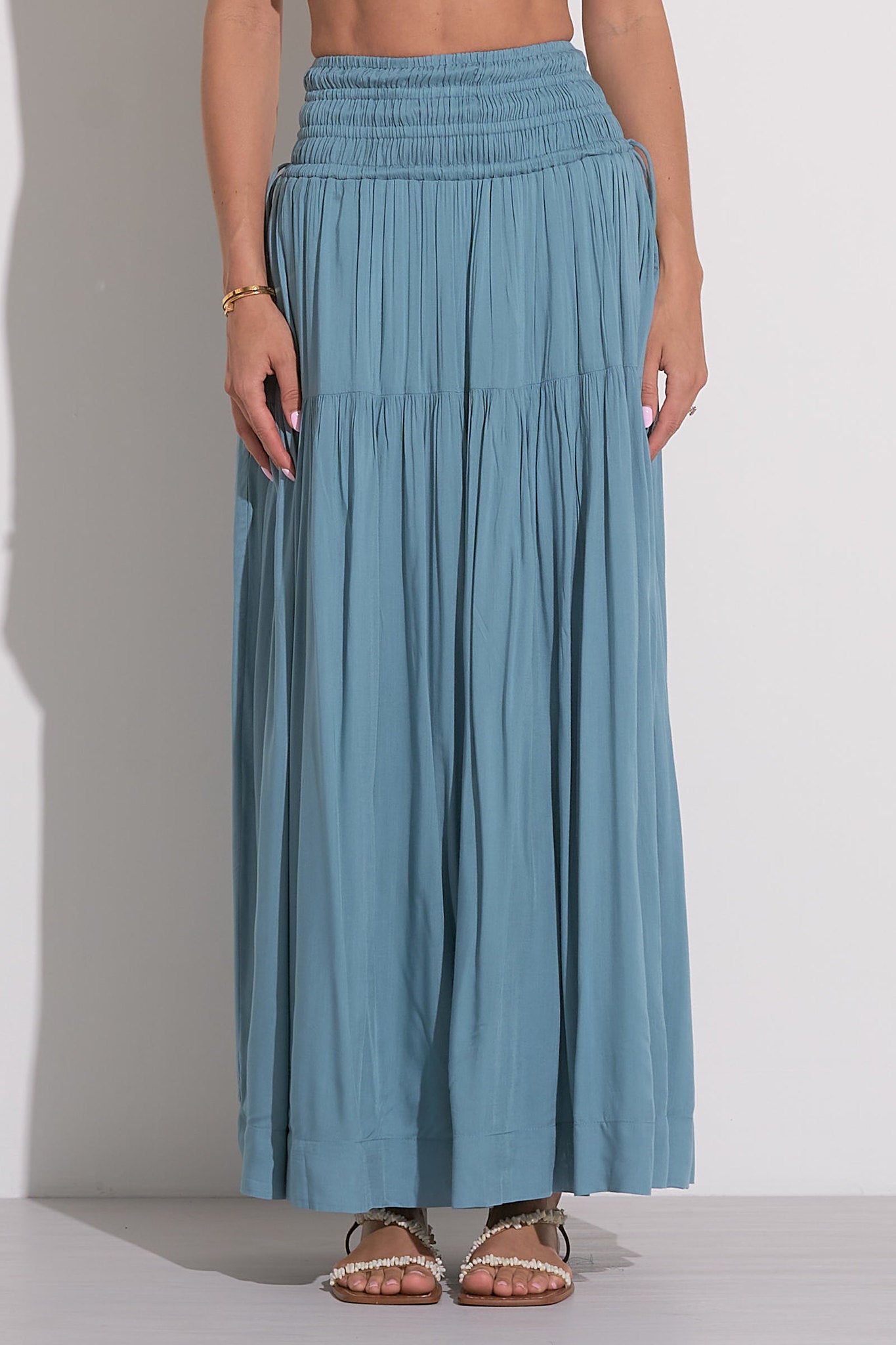 SMOCK TEAL TOP & SKIRT SET