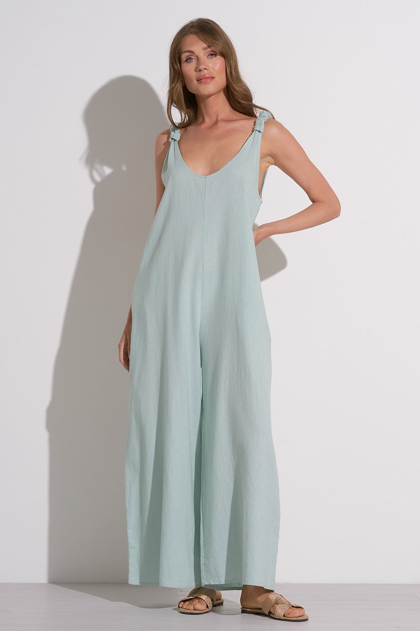 TEAL LIGHT JUMPSUIT
