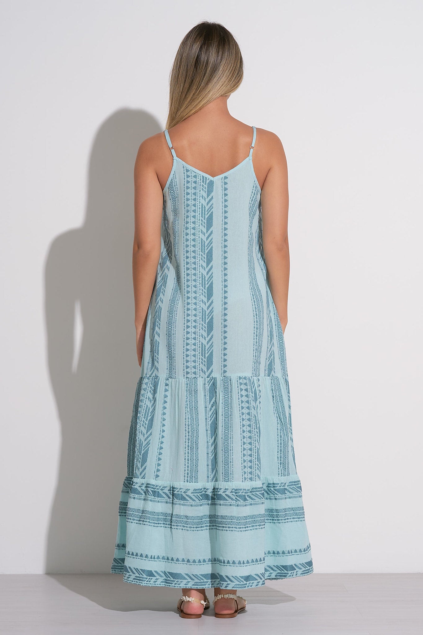 BLUE TWO TONE PRINT MAXI DRESS