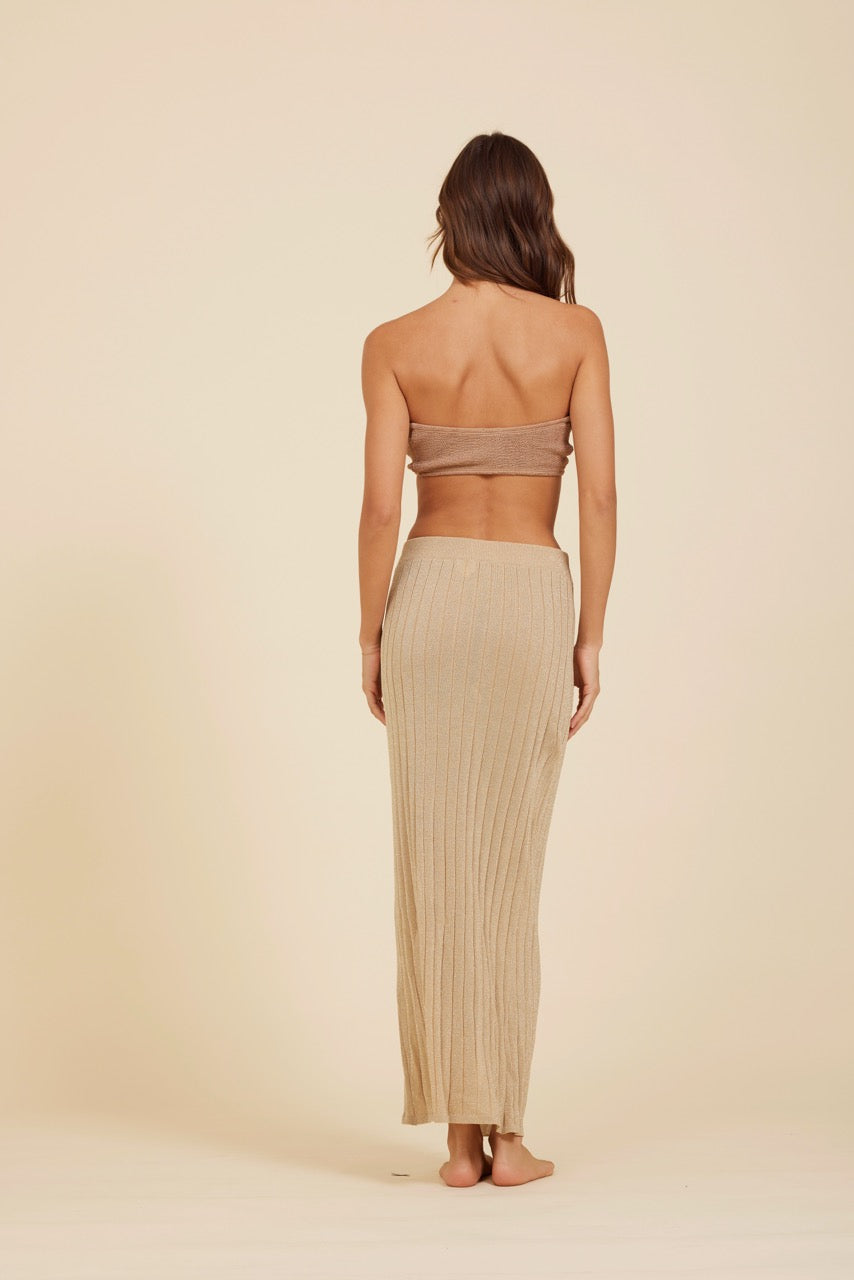 GOLD METALLIC MAXI SKIRT