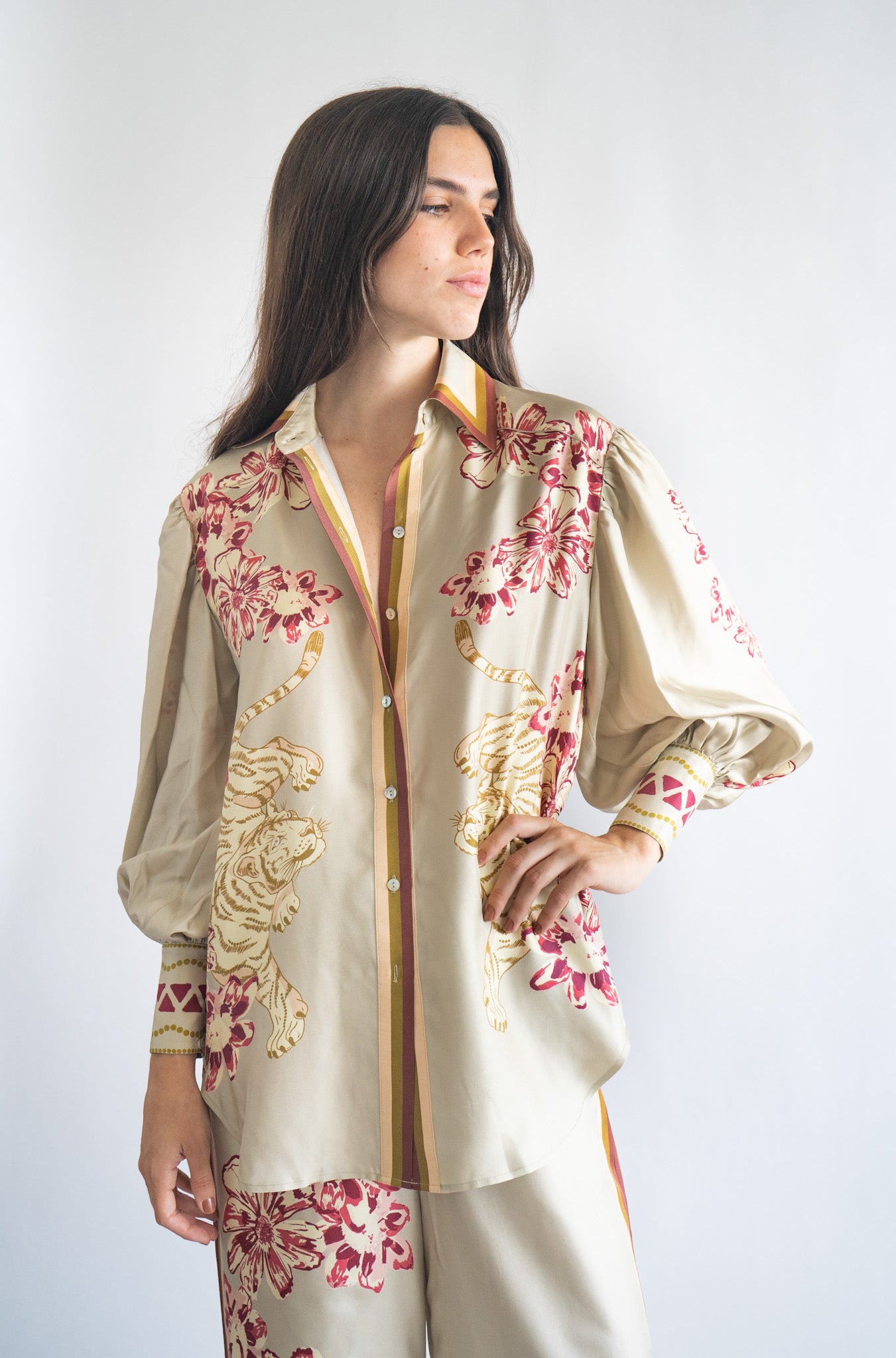 SILK SHIRT FLOWER TIGER