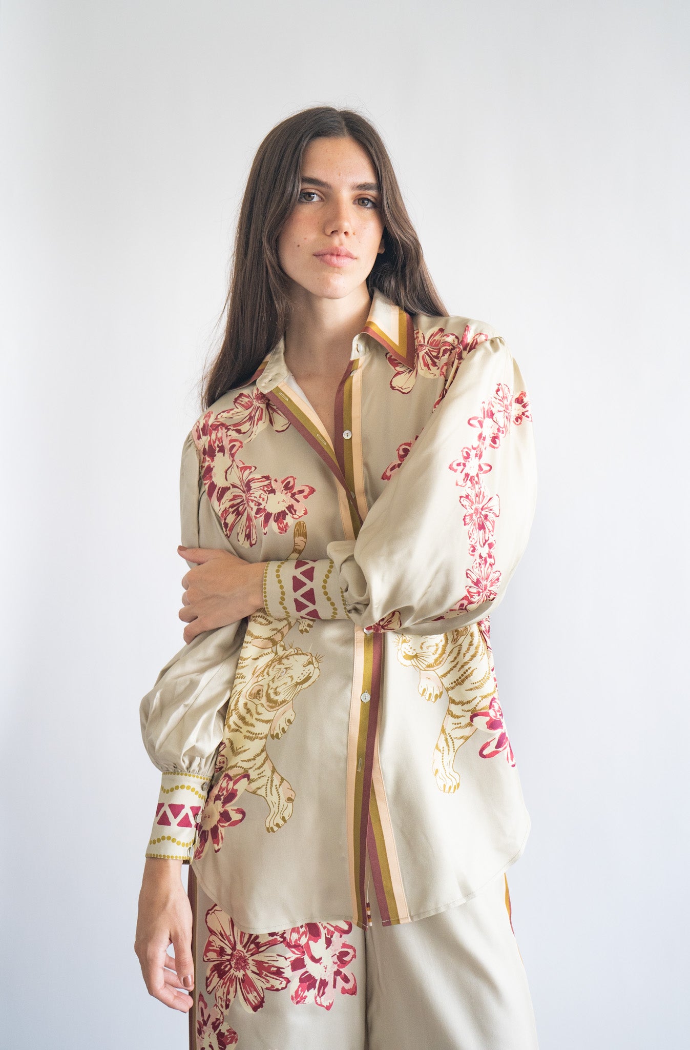 SILK SHIRT FLOWER TIGER