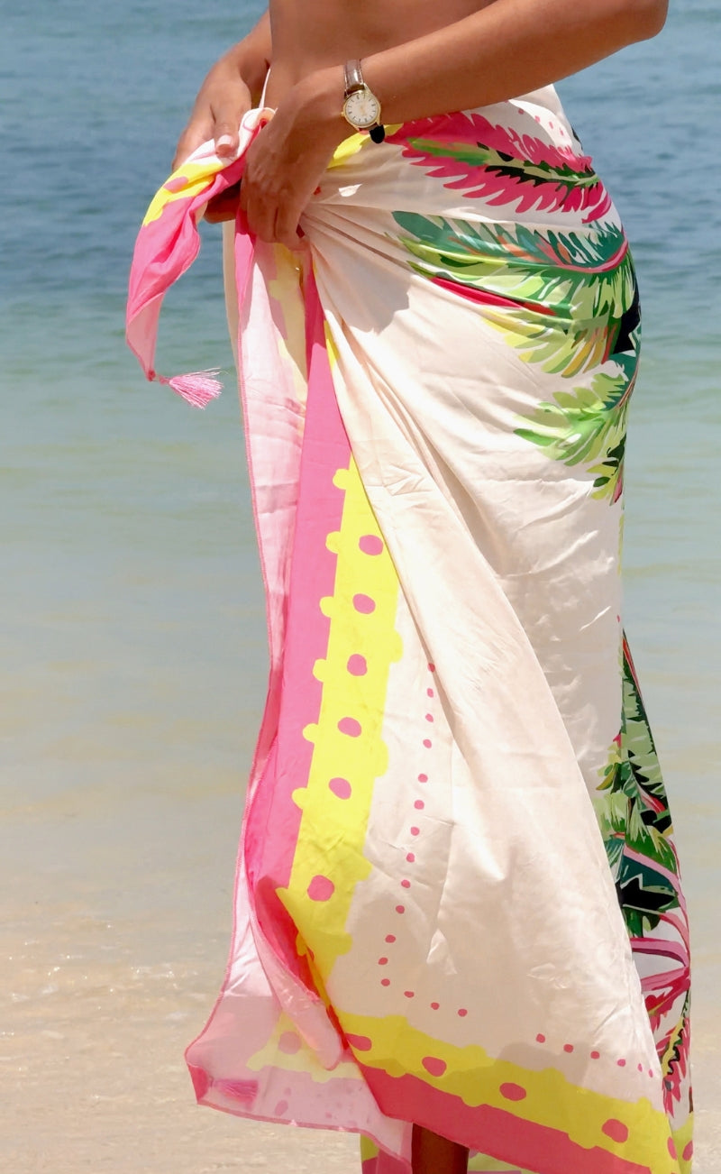 BEIGE PALMS SARONG