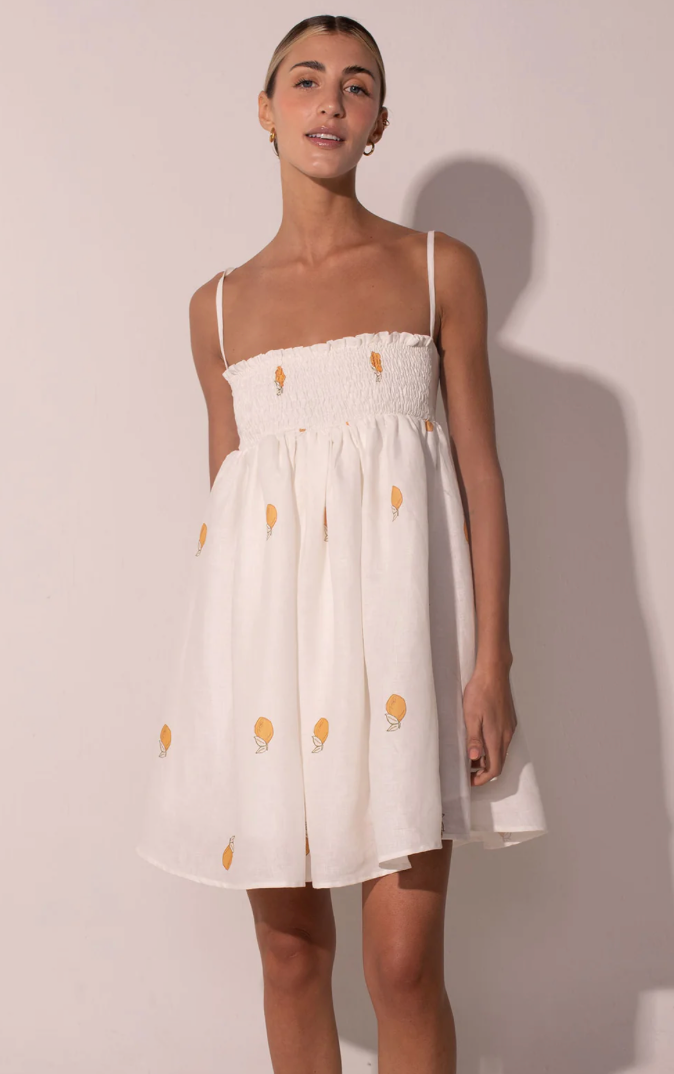 LE CITRON SCRUNCHIE MINI DRESS