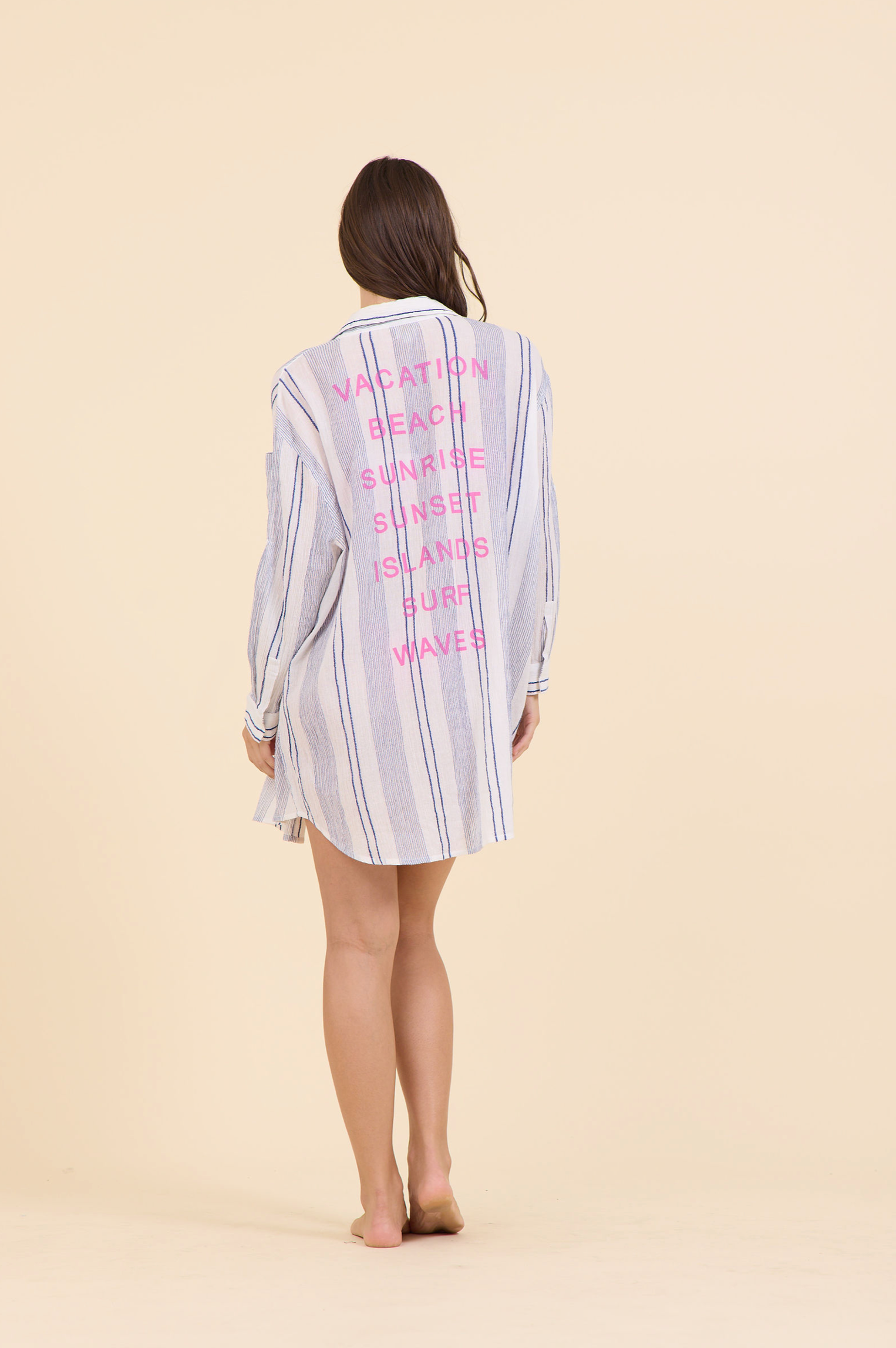 SAILOR STRIPE PRINTED COTTON COVER UP